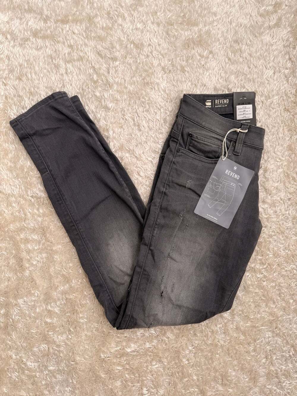 G-Star RAW Revend Super Slim Jeans W28 L32 Lt Aged Destroy Grey